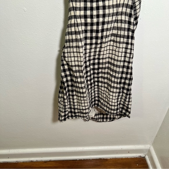 Free People Nodia Gingham Check Wrap Mini Dress Black White 0 - Picture 9 of 12